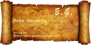 Beke Gergely névjegykártya